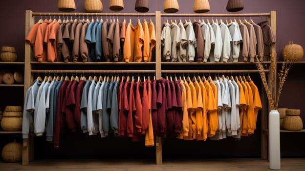 presentation of men's clothing in a luxury boutique in a shopping center, original product presentation