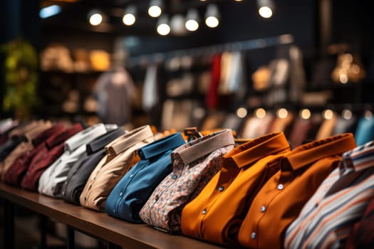 presentation of men's clothing in a luxury boutique in a shopping center, original product presentation