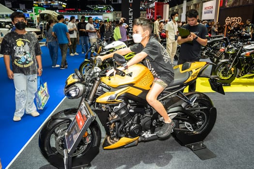Nonthaburi, Thailand - APR 2, 2023 Motorcycle at The 44th Bangkok international motor show 2023 at IMPACT Arena, Muang Thong Thani, Nonthaburi, Thailand.