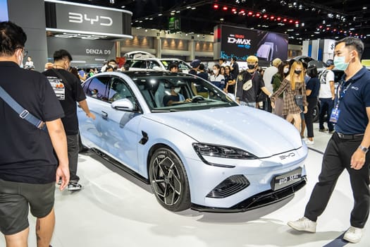 Nonthaburi, Thailand - APR 2, 2023 Car at The 44th Bangkok international motor show 2023 at IMPACT Arena, Muang Thong Thani, Nonthaburi, Thailand.
