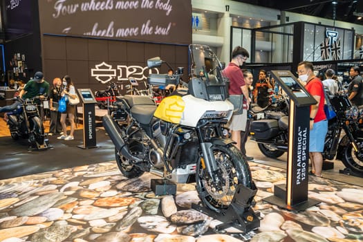 Nonthaburi, Thailand - APR 2, 2023 Motorcycle at The 44th Bangkok international motor show 2023 at IMPACT Arena, Muang Thong Thani, Nonthaburi, Thailand.