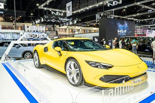 Nonthaburi, Thailand - APR 2, 2023 Car at The 44th Bangkok international motor show 2023 at IMPACT Arena, Muang Thong Thani, Nonthaburi, Thailand.