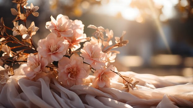 elements of drapery and accessories for decorating a wedding celebration.