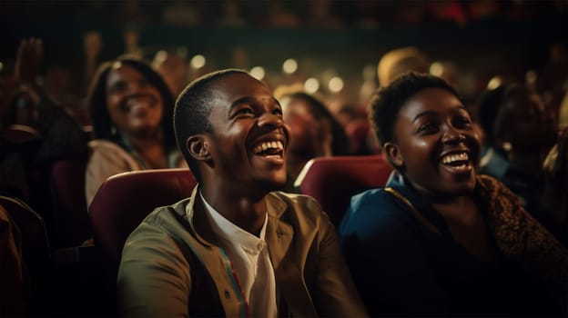moviegoers In Cinema Watching Comedy Film.
