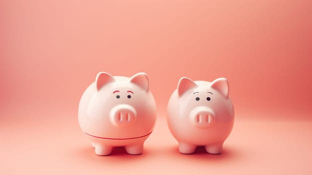 ceramic pig piggy banks on a colored background.