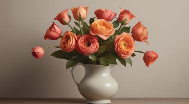 flower bouquet vase in simple background, ai