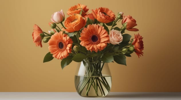 flower bouquet vase in simple background, ai
