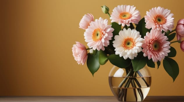 flower bouquet vase in simple background, ai