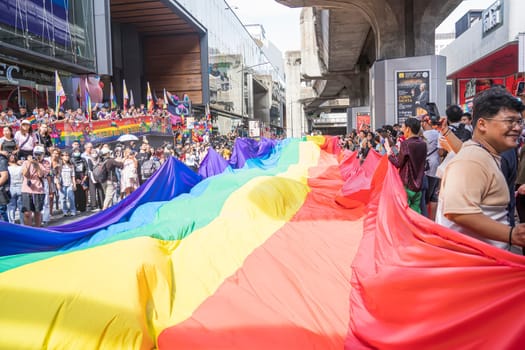 Bangkok, Thailand - JUN 4, 2023 Siam Center The World of Freedom and Pride 2023, The short action and atmosphere of people joins celebrations in the event.