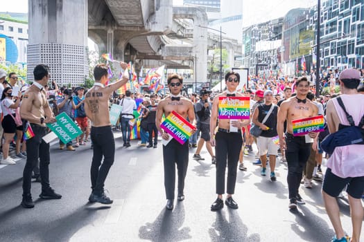 Bangkok, Thailand - JUN 4, 2023 Siam Center The World of Freedom and Pride 2023, The short action and atmosphere of people joins celebrations in the event.