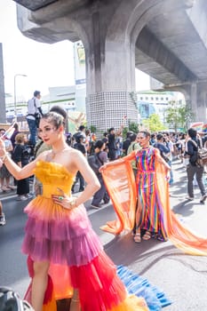 Bangkok, Thailand - JUN 4, 2023 Siam Center The World of Freedom and Pride 2023, The short action and atmosphere of people joins celebrations in the event.