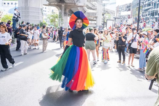 Bangkok, Thailand - JUN 4, 2023 Siam Center The World of Freedom and Pride 2023, The short action and atmosphere of people joins celebrations in the event.