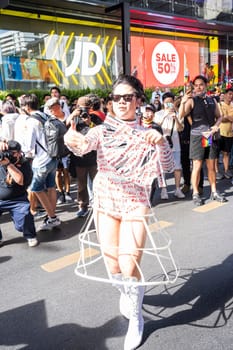 Bangkok, Thailand - JUN 4, 2023 Siam Center The World of Freedom and Pride 2023, The short action and atmosphere of people joins celebrations in the event.