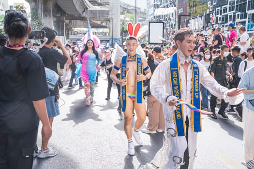 Bangkok, Thailand - JUN 4, 2023 Siam Center The World of Freedom and Pride 2023, The short action and atmosphere of people joins celebrations in the event.