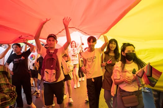 Bangkok, Thailand - JUN 4, 2023 Siam Center The World of Freedom and Pride 2023, The short action and atmosphere of people joins celebrations in the event.