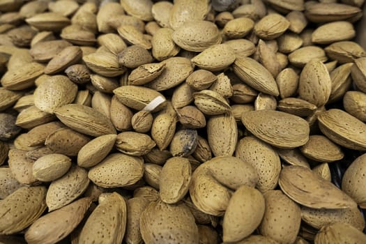 Detail of almond fruit, dried fruit, healthy food