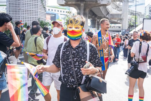 Bangkok, Thailand - JUN 4, 2023 Siam Center The World of Freedom and Pride 2023, The short action and atmosphere of people joins celebrations in the event.