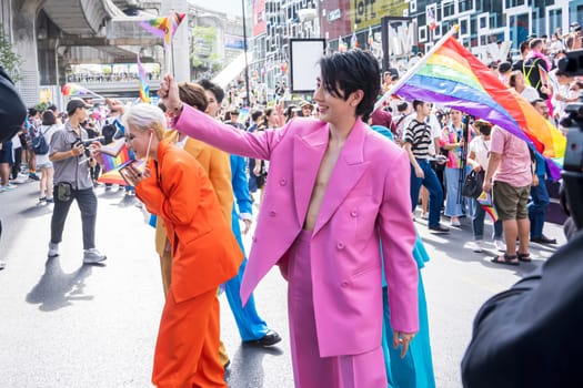 Bangkok, Thailand - JUN 4, 2023 Siam Center The World of Freedom and Pride 2023, The short action and atmosphere of people joins celebrations in the event.