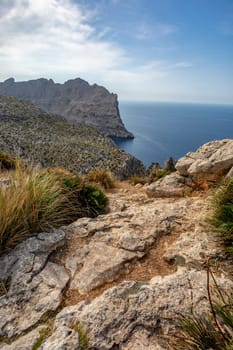 View from Mirador de Es Colomer, Peninsula de Formentor, Balearic Islands Mallorca Spain. Travel agency vacation concept.