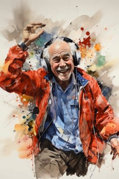 Trendy senior man using smartphone app with red backgorund - Mature fashion male having fun with new trends technology - Tech and joyful elderly lifestyle concept - Focus on his face