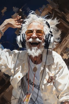 Trendy senior man using smartphone app with red backgorund - Mature fashion male having fun with new trends technology - Tech and joyful elderly lifestyle concept - Focus on his face