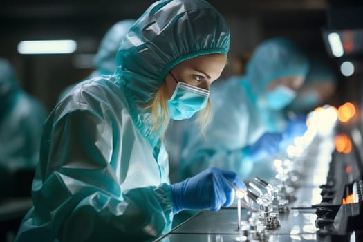 Scientist working at a laboratory, medical research and science, biotechnology for pharmaceutical industry, woman chemist
