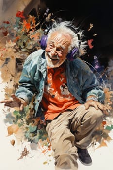 Trendy senior man using smartphone app with red backgorund - Mature fashion male having fun with new trends technology - Tech and joyful elderly lifestyle concept - Focus on his face