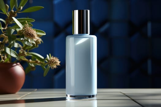 mockup of a white container for cosmetic products on a wooden table with copy space. eco friendly products for your design and label. Natural, clean cosmetics concept