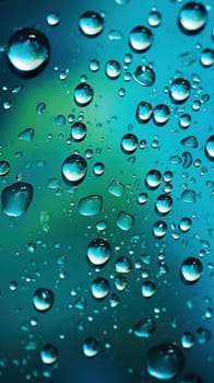 Abstract macro of water drops over blue background.