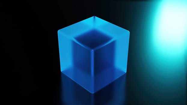 Blue glass cube. Computer generated 3d render