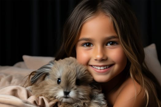 happy girl with her favorite pet.