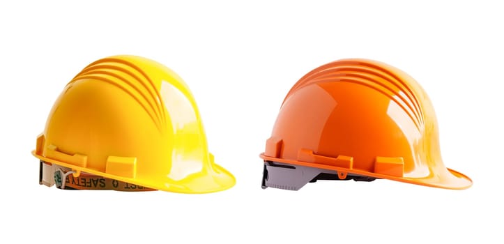 Helmet isolated on white background, protect to safety for engineer in construction site.