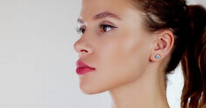 Female Beauty Skin Care. Beautiful Woman Face