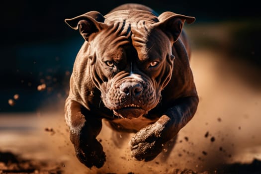 Angry Aggressive Mad Dog Running On Camera.Enraged aggressive, angry dog. AI generated