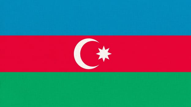 Flag of Azerbaijan rmenia on fabric surface. Azerbaijani national flag on textured background. Fabric Texture. Republic of Azerbaijan. Caucasian country