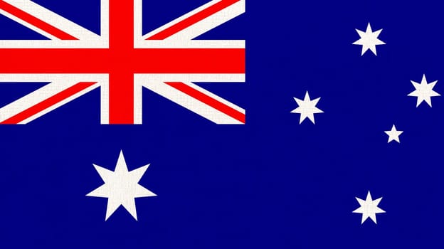 Flag of Australia on fabric surface. Australian national flag on textured background. Australia state flag. Fabric Texture. Commonwealth of Australia