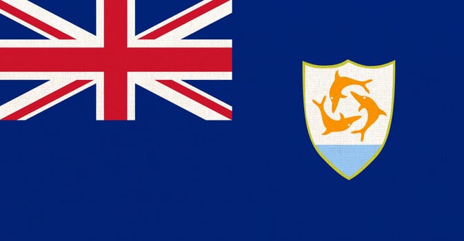Flag of Anguilla. Anguillan flag on fabric surface. Fabric Texture. National symbol of Anguilla