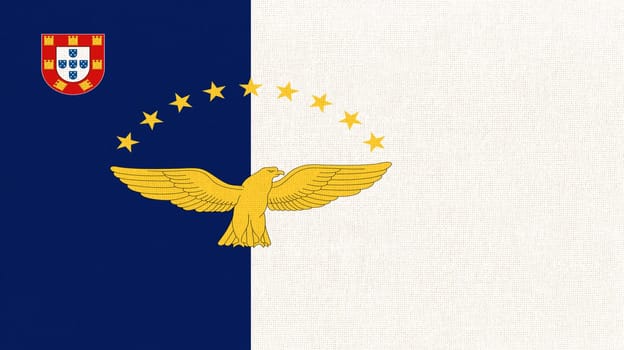 flag of Azores. Flag of Autonomous Region of the Azores. National Azores flag on fabric surface. Island country. national flag on textured background. Fabric texture. Illustration of national symbol