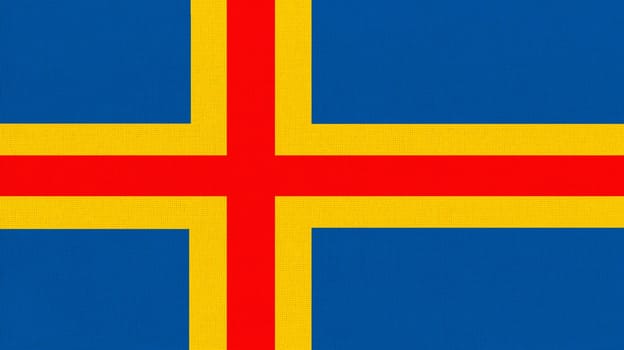flag of Aland Islands. Aland Islands. smallest region of Finland. European region. European region.Island country. national flag on textured background. Fabric texture. Illustration of national symbol