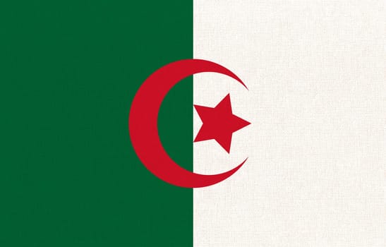 Flag of Algeria. Algeria flag on fabric surface. Algerian national flag on textured background. Fabric Texture. Democratic Republic of Algeria