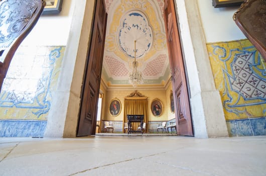 Coimbra, Portugal - Sept 6th 2019: Royal Palace Yellow Room, University of Coimbra, Portugal