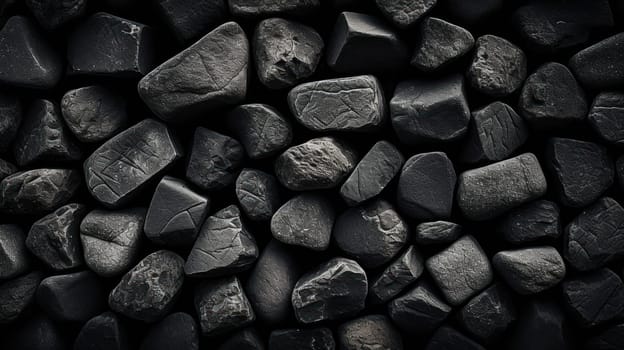 masonry of rough gray stones of various shapes and shades on the pavement. Beautiful background and surface texture of stone road