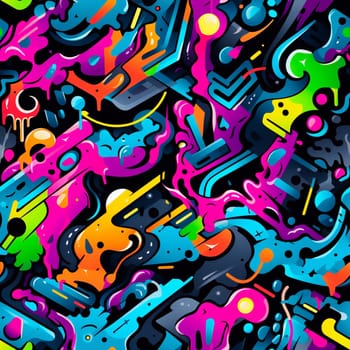 Bright TEENAGE PATTERN. Graffiti seamless texture with fancy elements and drips.