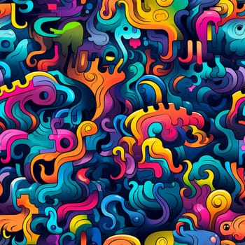 Bright TEENAGE PATTERN. Graffiti seamless texture with fancy elements and drips.