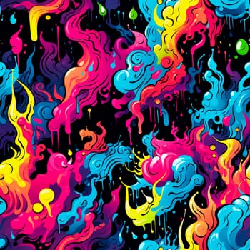 Bright TEENAGE PATTERN. Graffiti seamless texture with fancy elements and drips.