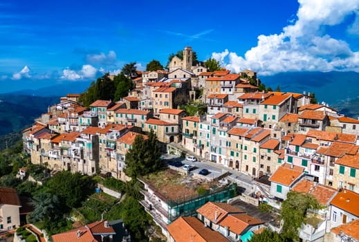 Aerial view of the Bajardo in the province of Imperia, Liguria, Italy