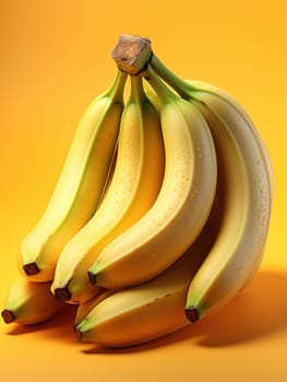 Bunch of bananas isolated on yellow background
