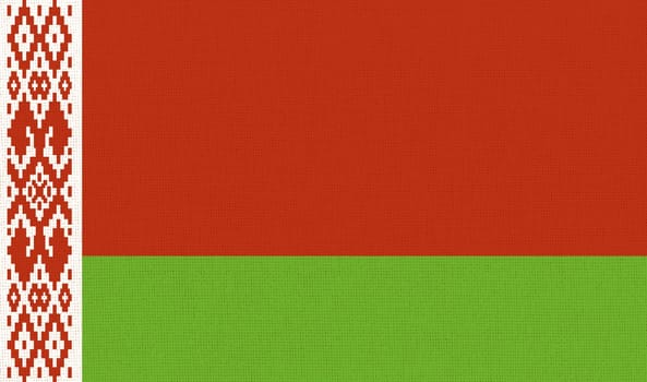 Flag of Belarus. Belorussian flag on fabric surface. Fabric texture. National symbol of Belarus on patterned background. European country. dictatorship in Belarus. state flag of Belarussians