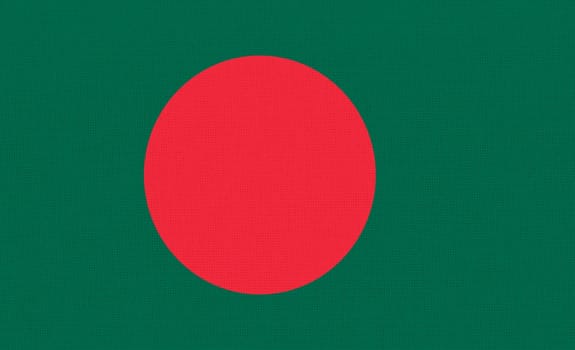 Flag on fabric surface. Bangladesh national flag on textured background. Bangladesh state flag. Fabric Texture. People Republic of Bangladesh. Asian country