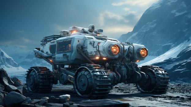 armored all-terrain vehicle for moving through hard-to-reach places and other planets. exploration of new worlds